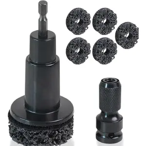 Wheel Hub Cleaning Kit, Inner Rim Cleaner Tool,  Hub Cleaning Kit Includes 5 Pads,Fits Power Drill or 1/2"  Driven Wrenches- Quick Rust Removal for Lug Studs and Rotors Hub Cleaning Tool
