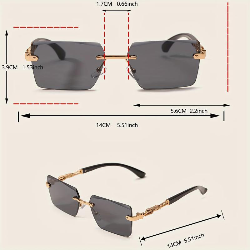 1pc Rimless Rectangle Sunglasses with Gold Accents, UV400 Protection, Luxury Unisex Shades for Beach & Travel, Trendy & Compact Summer Accessory