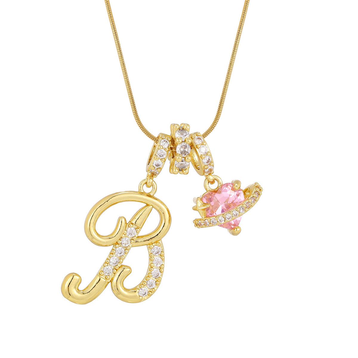 A–Z Initial Necklace for Women, Colorful Cubic Zirconia Letter Pendant, Dopamine Style Gold Tone Chain Necklace, Personalized Cute Jewelry for Daily Wear, Layering Outfit and Gift