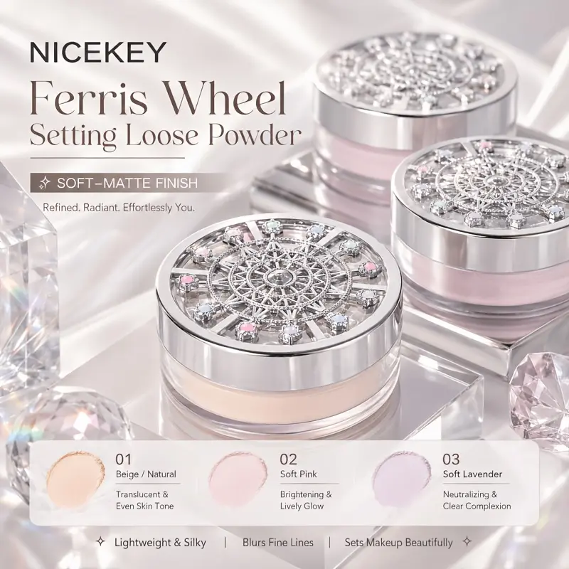 Ferris wheel style set makeup powder, matte mist face makeup effect, light powder with fine flash, suitable for daily makeup, can be used for brightening/set makeup, large capacity, advanced collection edition appearance is the first choice for gifts