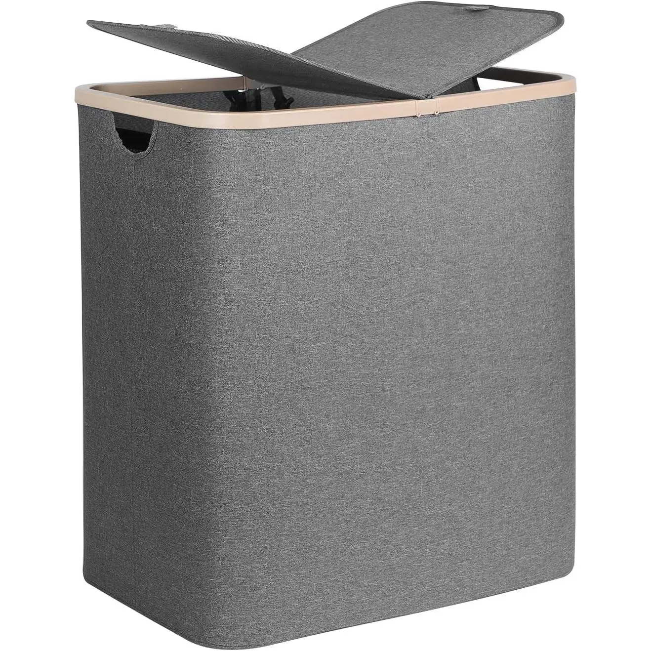 160L Extra Large Laundry Hamper with Lid, 2-Section Double Laundry Basket with Removable Mesh Liner Bags, Collapsible Clothes Sorter for Family, Bedroom, Laundry Room, Dark GreyGift.