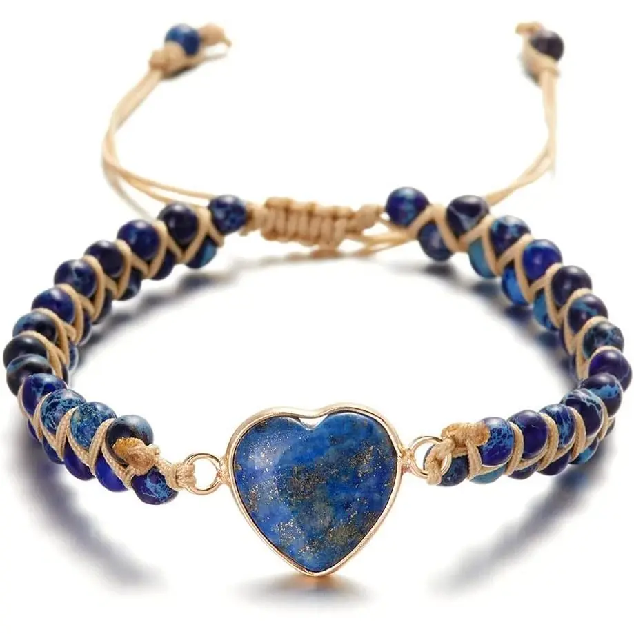 To My Granddaughter Bracelet Jasper Heart Bracelet for Granddaughter form Grandma/Grandpa Love You Forever Bracelet  Adjustable Double Winding  Energy Stone Braided Bracelet