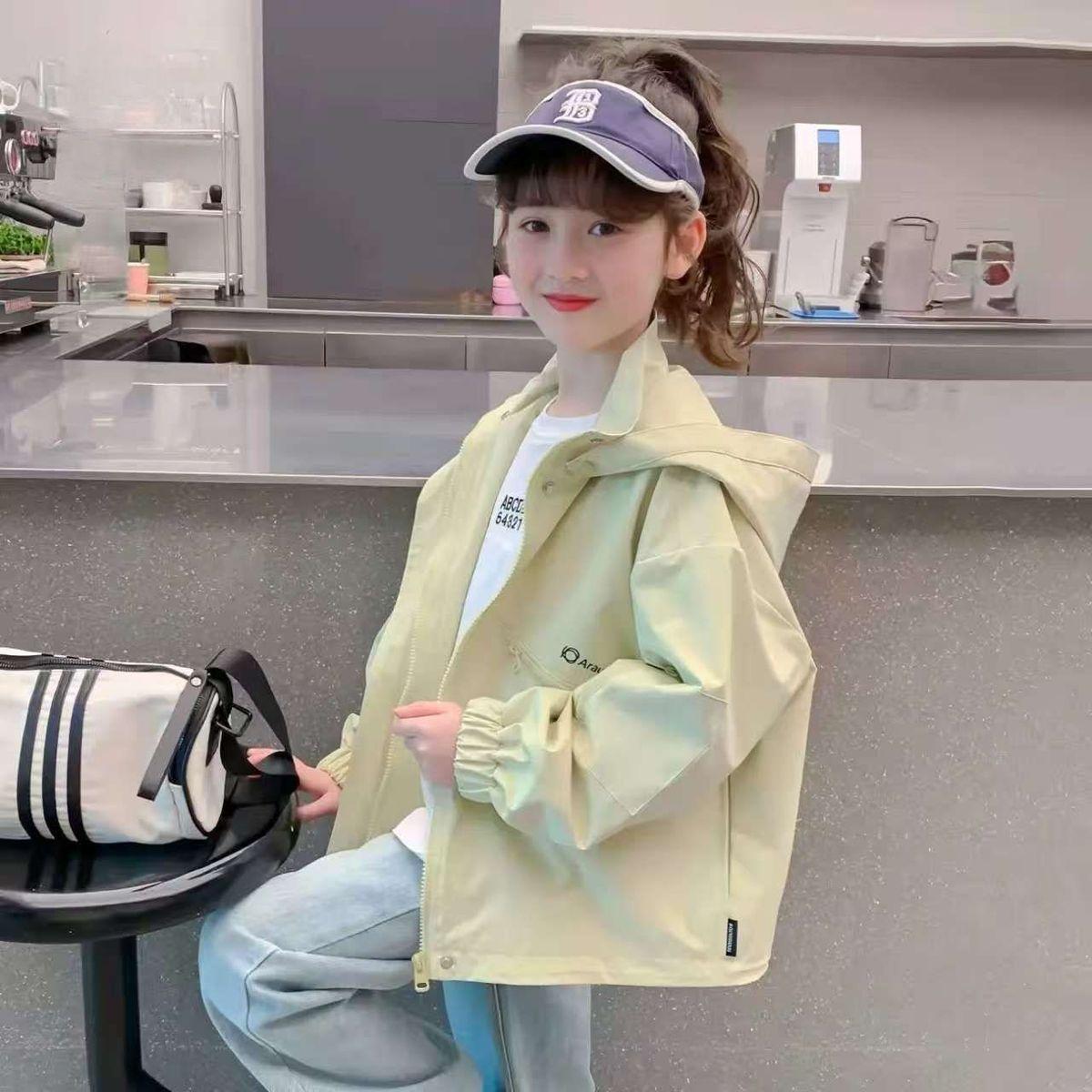 (New)Girls' Spring Fall Jacket, Cute & Cool Windbreaker Hoodie, Outdoor Playwind Coat for Big Kids