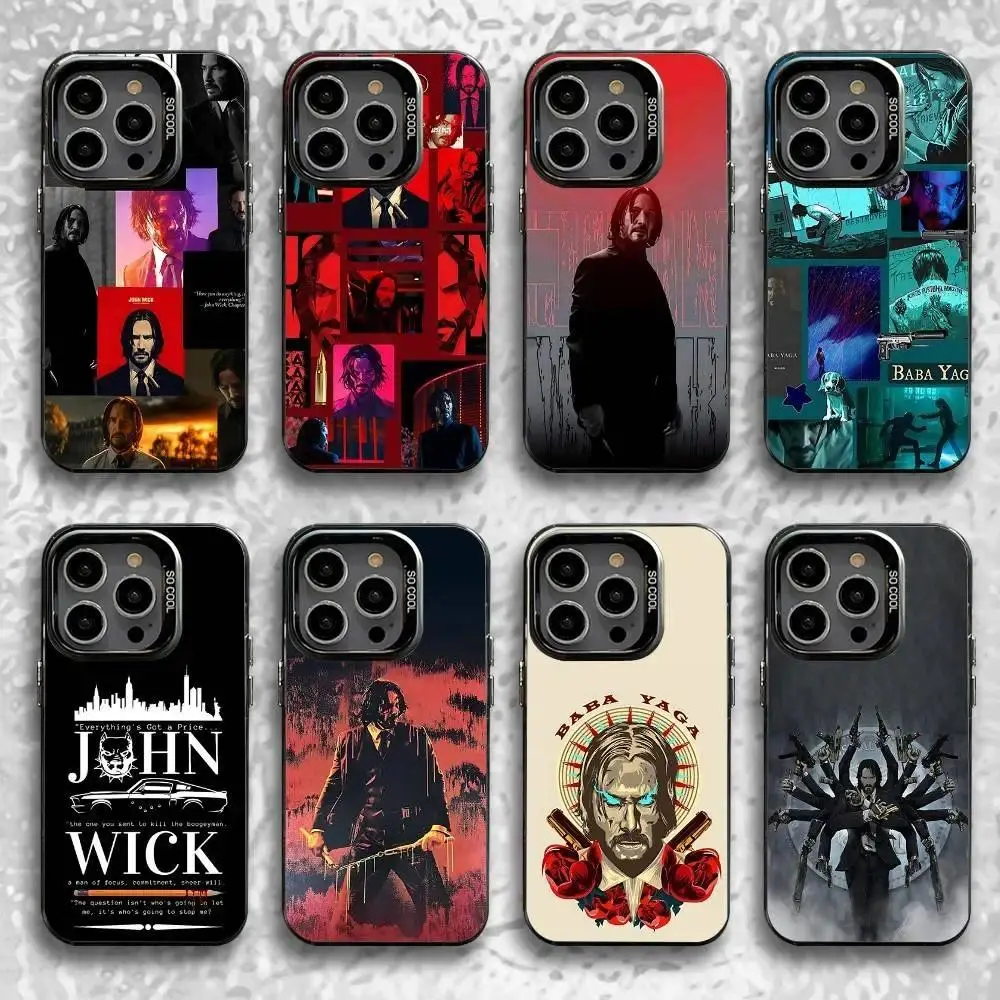 John W-Wick 4 Black Candy Matte Shockproof Phone Case Designed for iPhone 11-17 Pro Max/Plus & Samsung Galaxy S21-S25