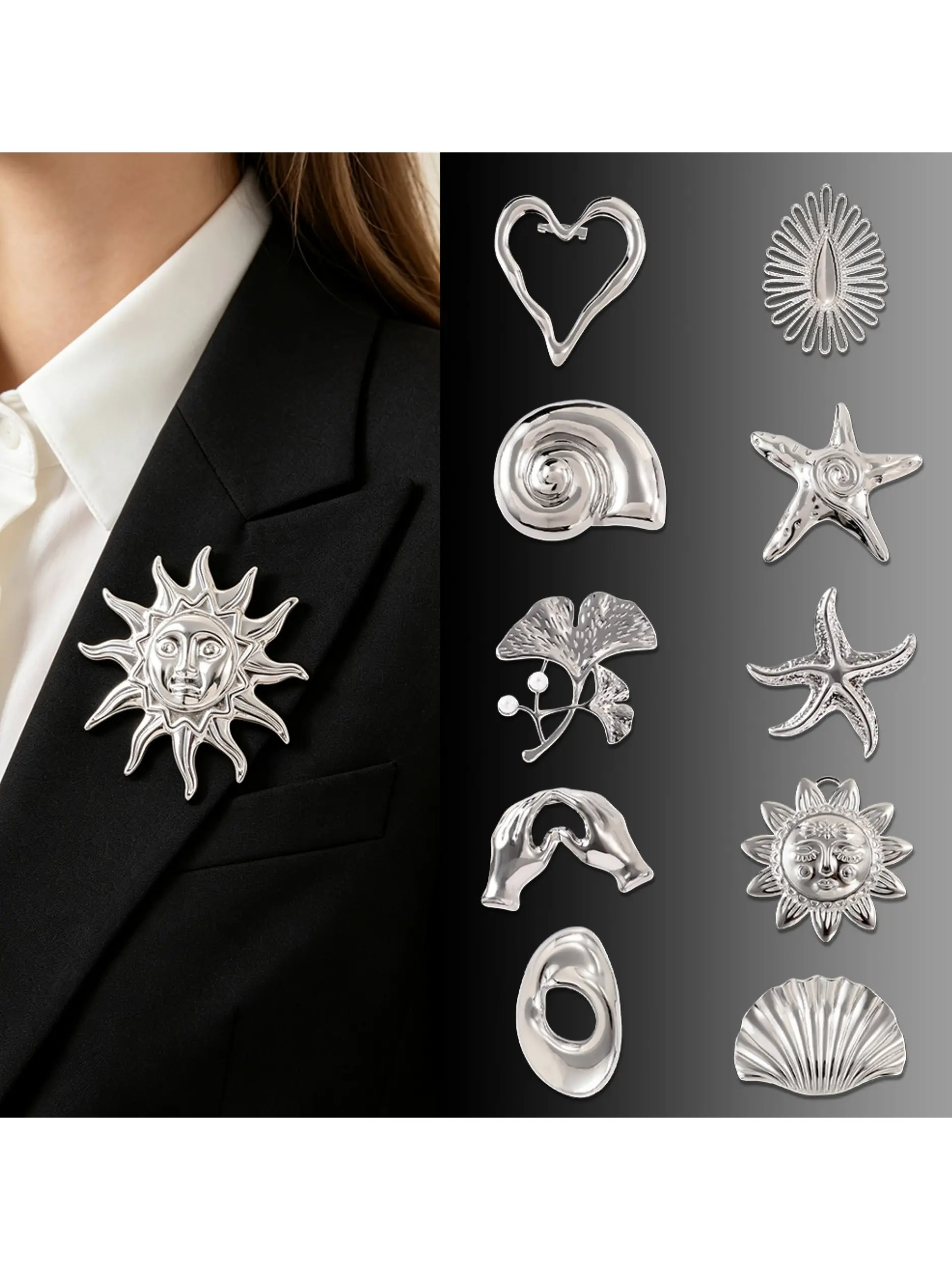 Mermaid Wind-Driven Silver Color Spiral Seashell Brooch, Elegant Oceanic Style Lapel Pin, Perfect for Parties and Birthdays