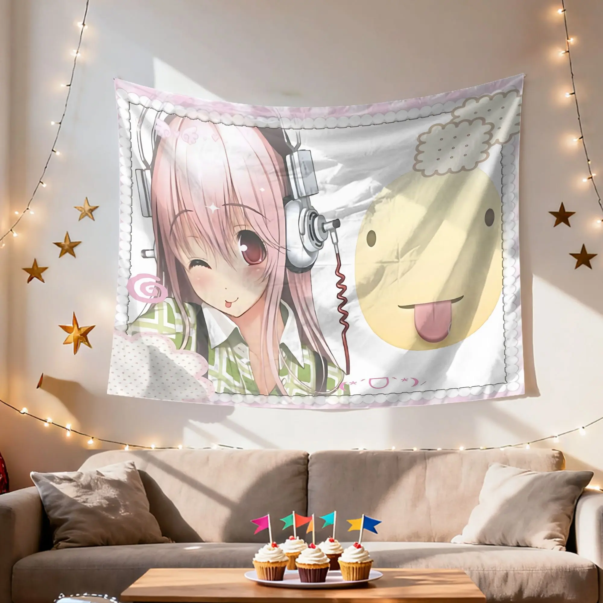 This Sonico-Themed Tapestry Is Perfect for Different Celebrations, Ideal for Decorating Your Living Room, Bedroom, Office, Or for Parties.It Features High-Quality Prints
