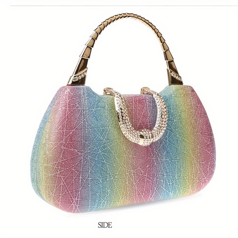 Women's Clutch Bag Rainbow Clutch Bag Banquet Dinner Bag Personality Fashion Single Shoulder Crossbody Chain Bag Handbag Wedding Cocktail Party, Purse Sparkly Purse university  bag large capacity beach bag Minimalist Large Tote affordable designer Luxury
