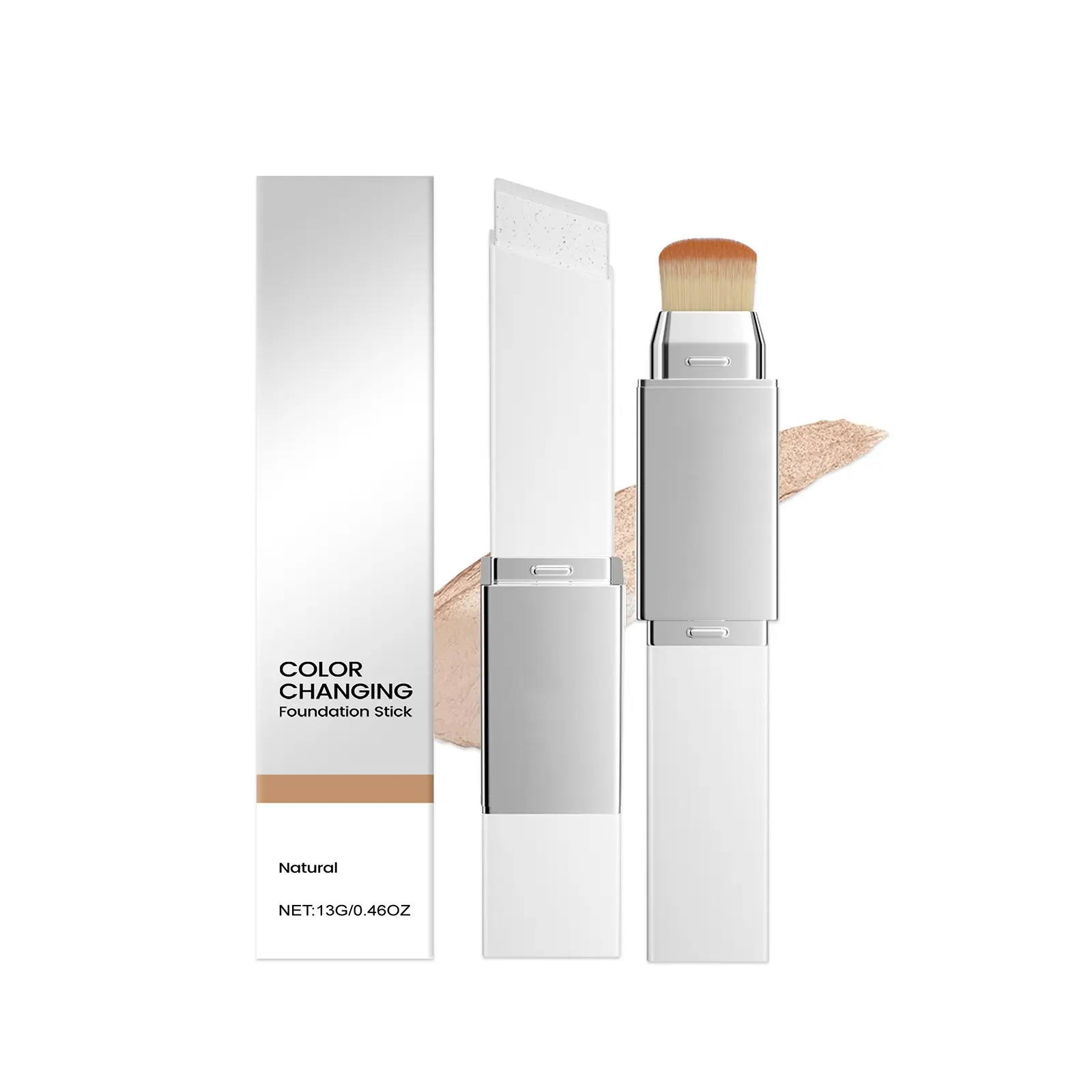 Two-In-One Color-Changing Foundation Stick, Natural Tone, Lightweight Matte Finish, Buildable Natural Finish, Transparent and Thin Makeup, Flawless Foundation, Seamless Tinted Makeup, Daily Use Foundation Stick