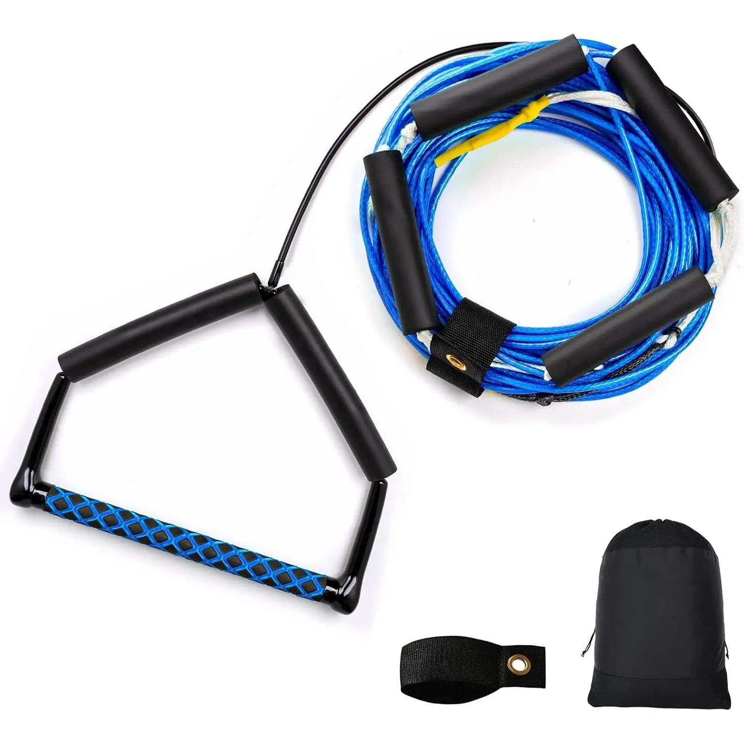 75FT Wakeboard Rope and Handle, No Stretch Dyneema Wakeboard Tow Rope, 4 Sections Floating Water Ski Ropes for Wakeboarding, Waterskiing, Kneeboarding and Wakesurfing