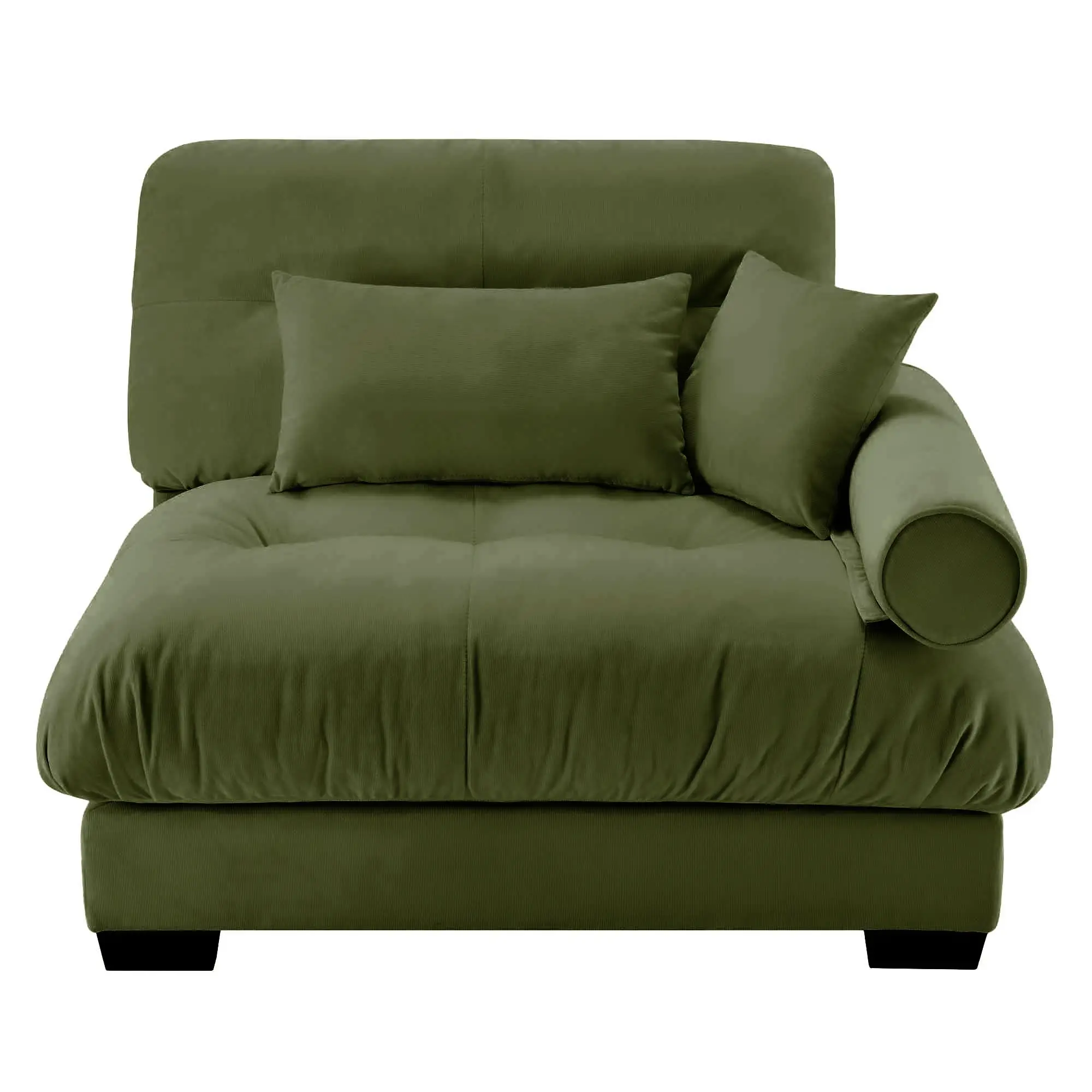 ARCH Milano Single Seat Sofa Couch with 3 Pillows - Olive Green Velvet - 37.01Wx46.85Dx33.46H - Living Room Furniture - Cloud Seat Cushion - Round Bolster Armrest - Deep Seat Comfort - 1 Seater Sofa for Home, Olive Green Color Options