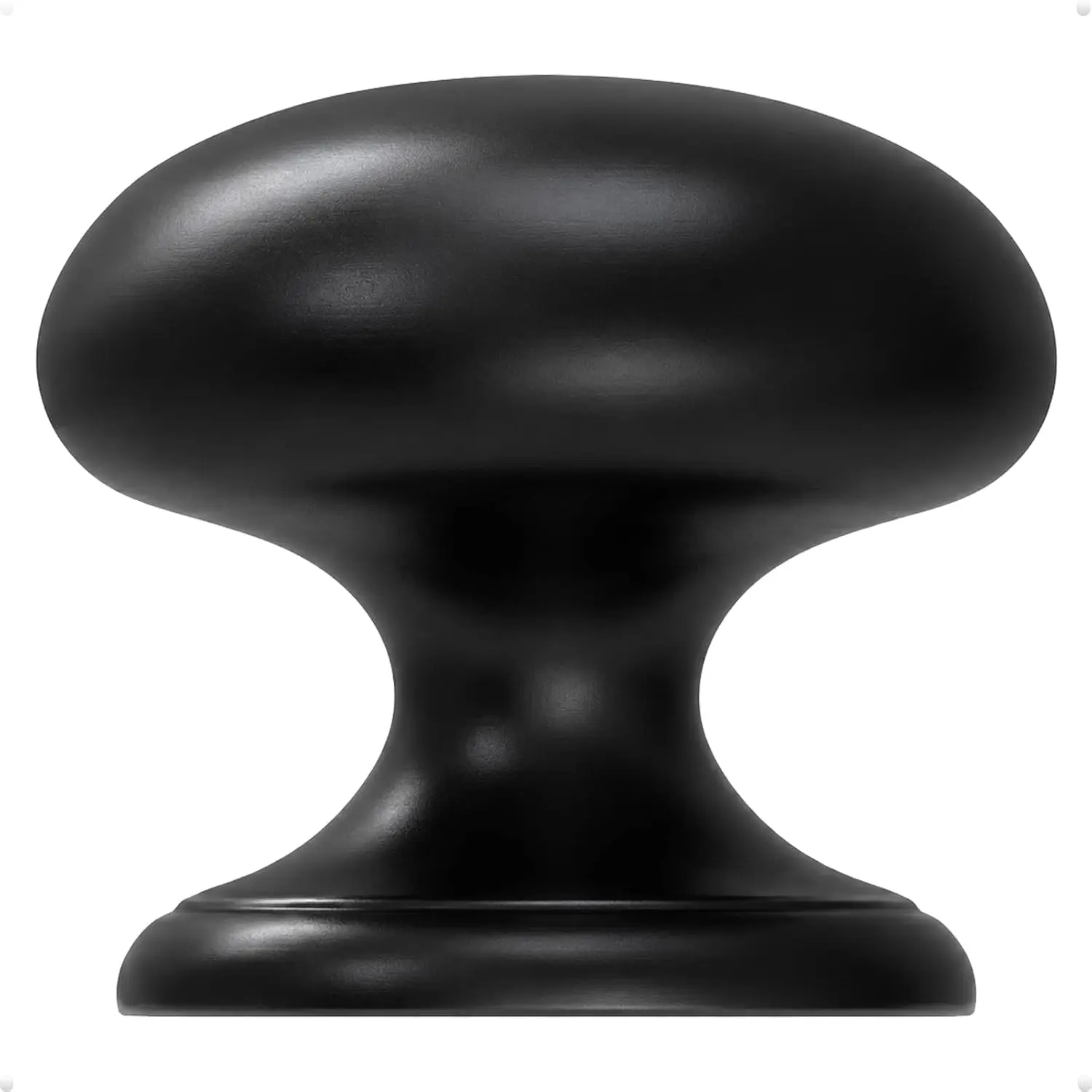 8-Pack Large Matte Black Bifold Closet Door Knobs with Wide Base, Zinc Round Pull Knobs for Closet, Wardrobe, Cabinet, Dresser, Furniture Drawer — 1.5-Inch Large Dummy Knobs