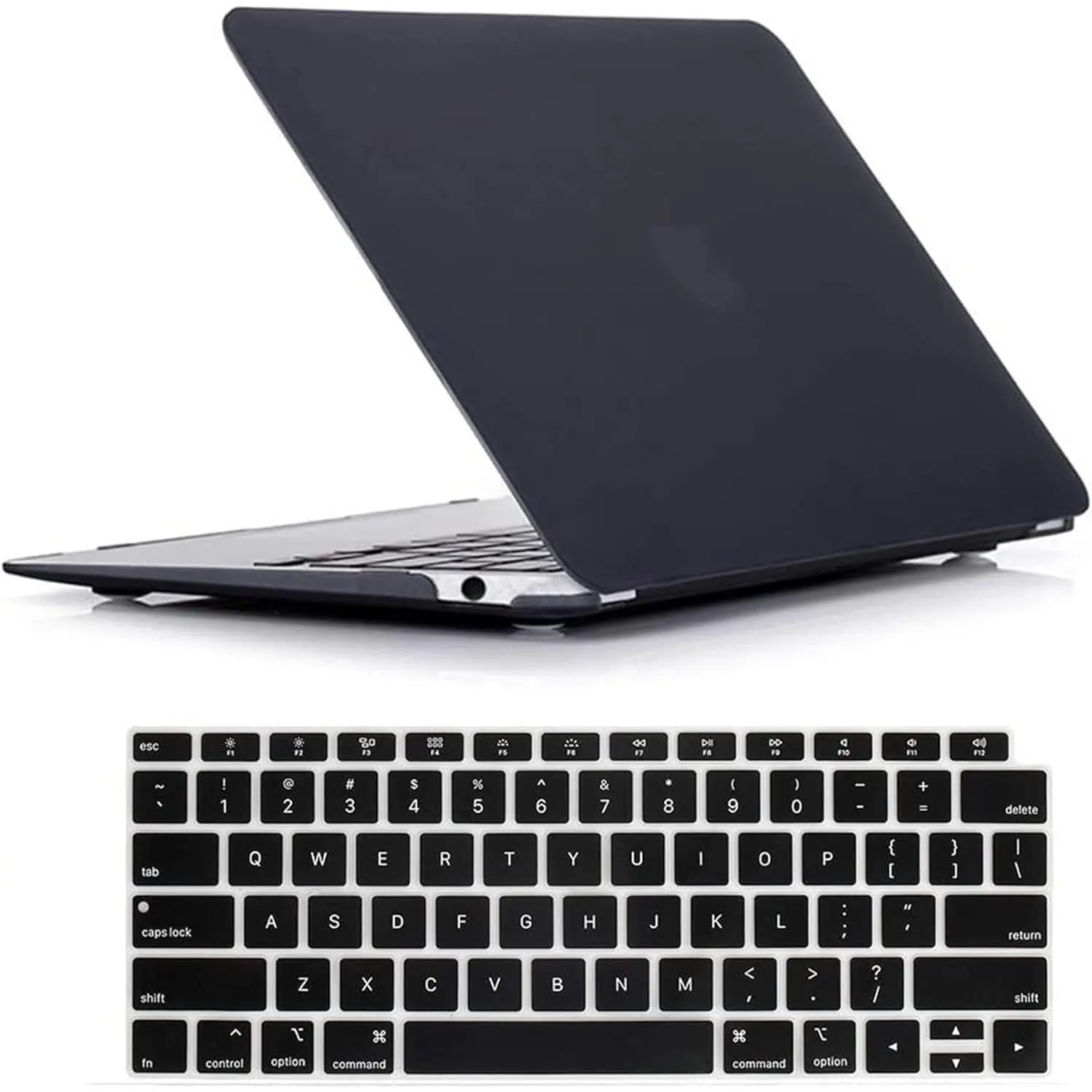 Protective Snap-On Hard Shell & Keyboard Cover for 13in MacBook Air - Compatible with 2022, 2021-2018 Releases (A2337 M1, A2179, A1932) with Touch Bar, Black