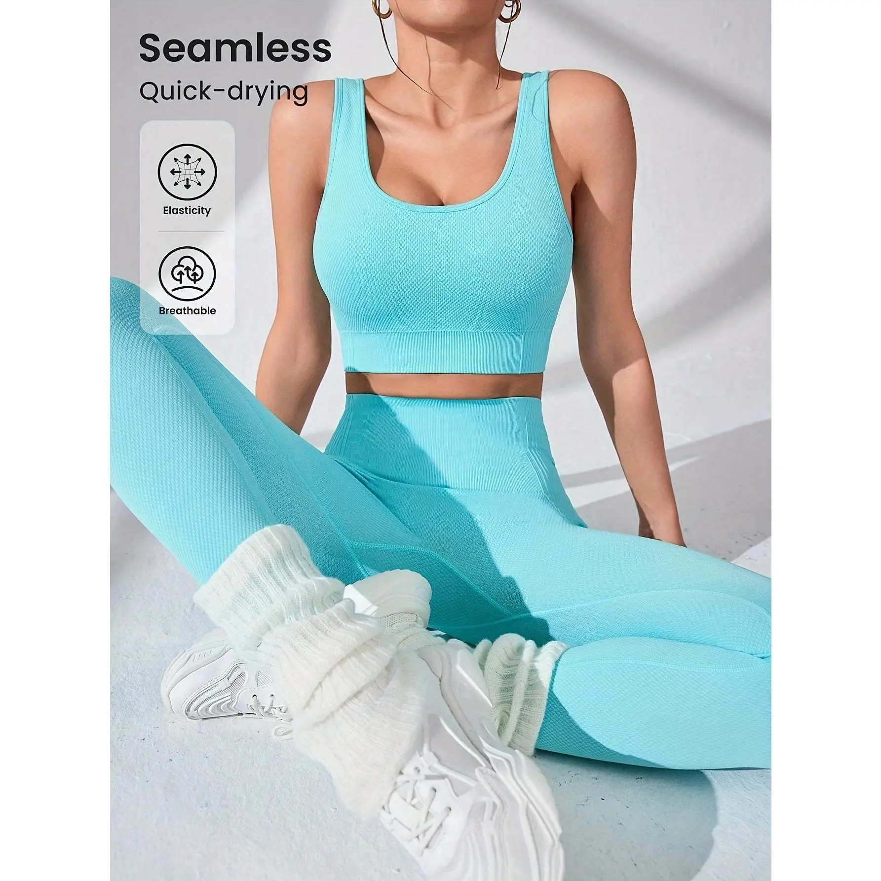 WX619+9K619in Stock Yoga Outfit Set, Seamless Nylon Quick-Dry Moisture-Wicking Breathable Fitness Running Sportswear