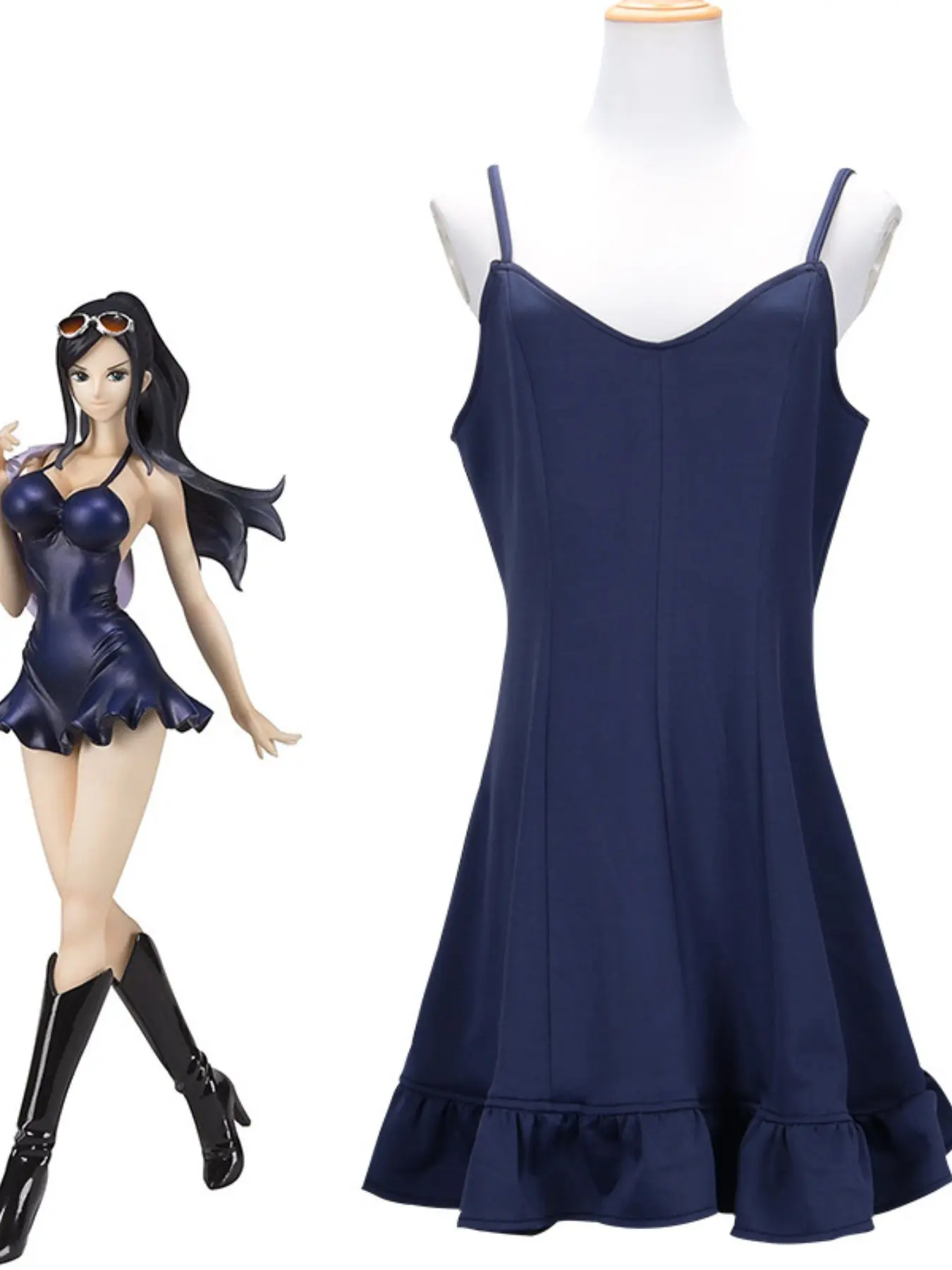 Anime One Piece Nico Robin Cosplay Dress, Costumes, Summer Tank Top Skirt, Slim-Fitting Solid Pattern, All-Seasons Plain Surface