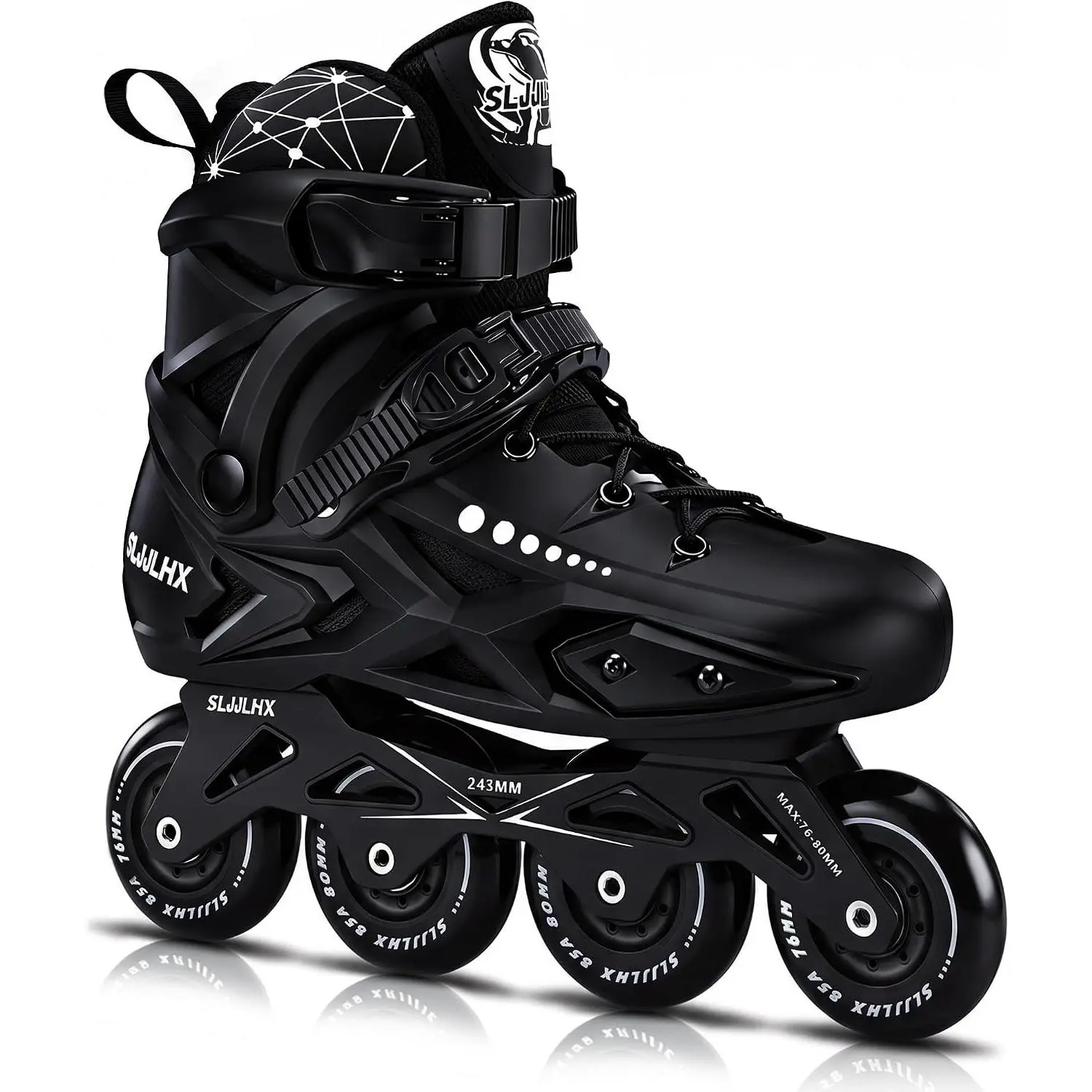 Inline Skates for Men Women,Performance Fitness Roller Skates Blades Adult Male Female, Comfortable Breathable Racing Skates with Washable Lining, Beginner Unisex,Outdoor/Indoor,Black
