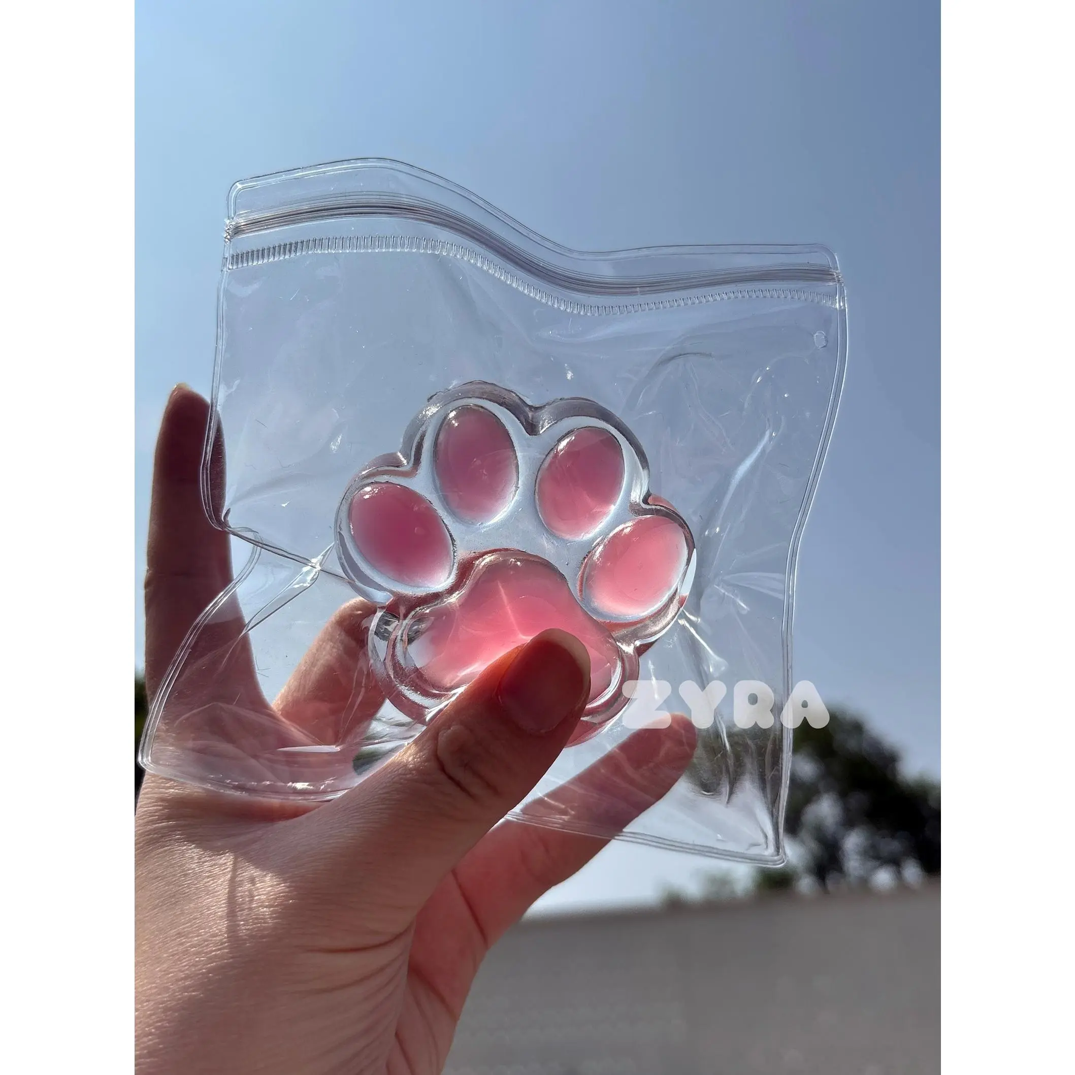 Clear Pink Paw Taba Squishy Toy, Handmade Stress Relief Squishy, Cute design, Trending Toys Taba Sticky Squishy ,Gift for her