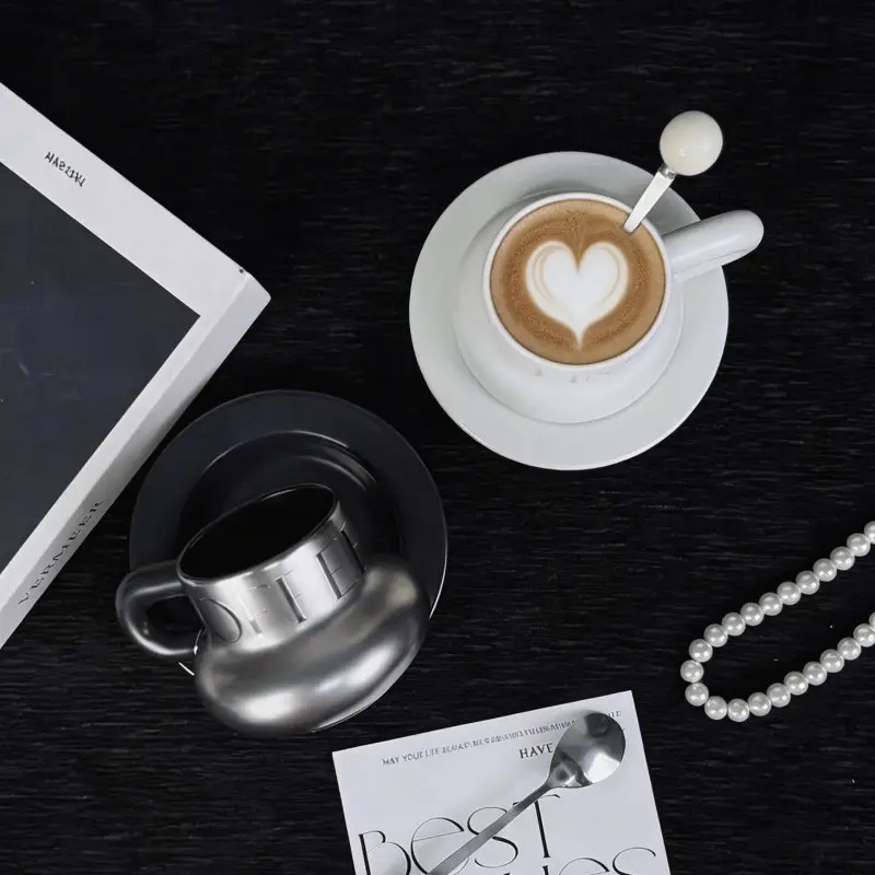 Luxury Ceramic Coffee Cup Set Gift Box, High-End Style Couple Cups, Creative Customizable Coffee Mugs, Perfect Souvenir