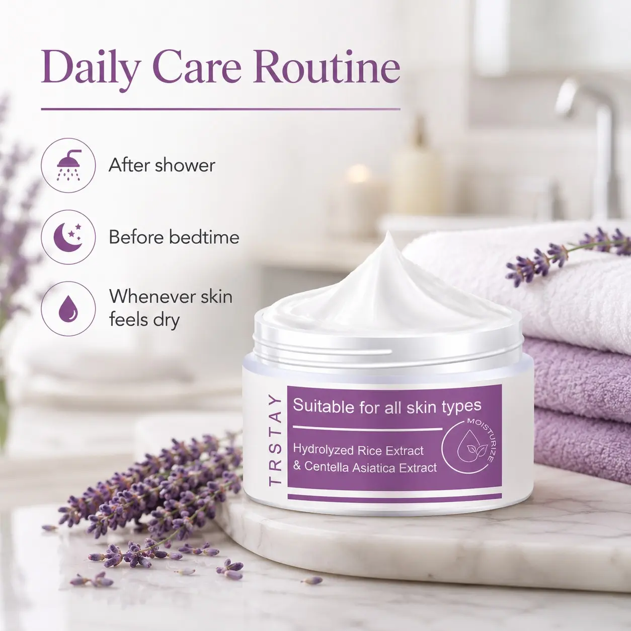 Tatt Hydrolyzed Rice & Centella Extract Creamy Daily Moisturizer, Hydrating Face Lotion for All Skin Types, Gentle Formula for Everyday Use