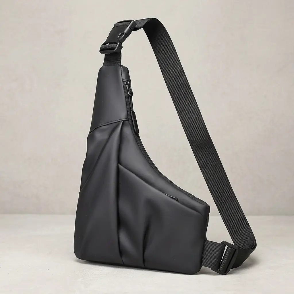 Chic Triangular Crossbody Bag for Men & Women, Water-Resistant Oxford Fabric Daily Sling with Adjustable Strap, Fits 8-Inch Laptop