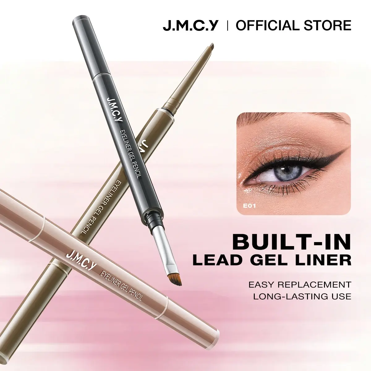 J.M.C.Y Dual-Ended Eyeliner Pen, Waterproof & Sweatproof, Long-Lasting, Beginner-Friendly, Includes 2 Replacement Tips, Smudge-Proof
