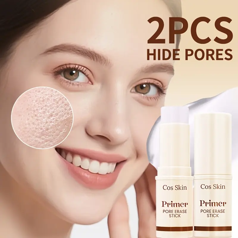 2pcsskinbeauty makeup primertransparent barrier cream, transparent base makeup stick, waterproof and sweat-proof,create a smooth and flawless base makeup, cover pores, soft focus blurring effect, make the makeup more natural and fit, invisible pore primer