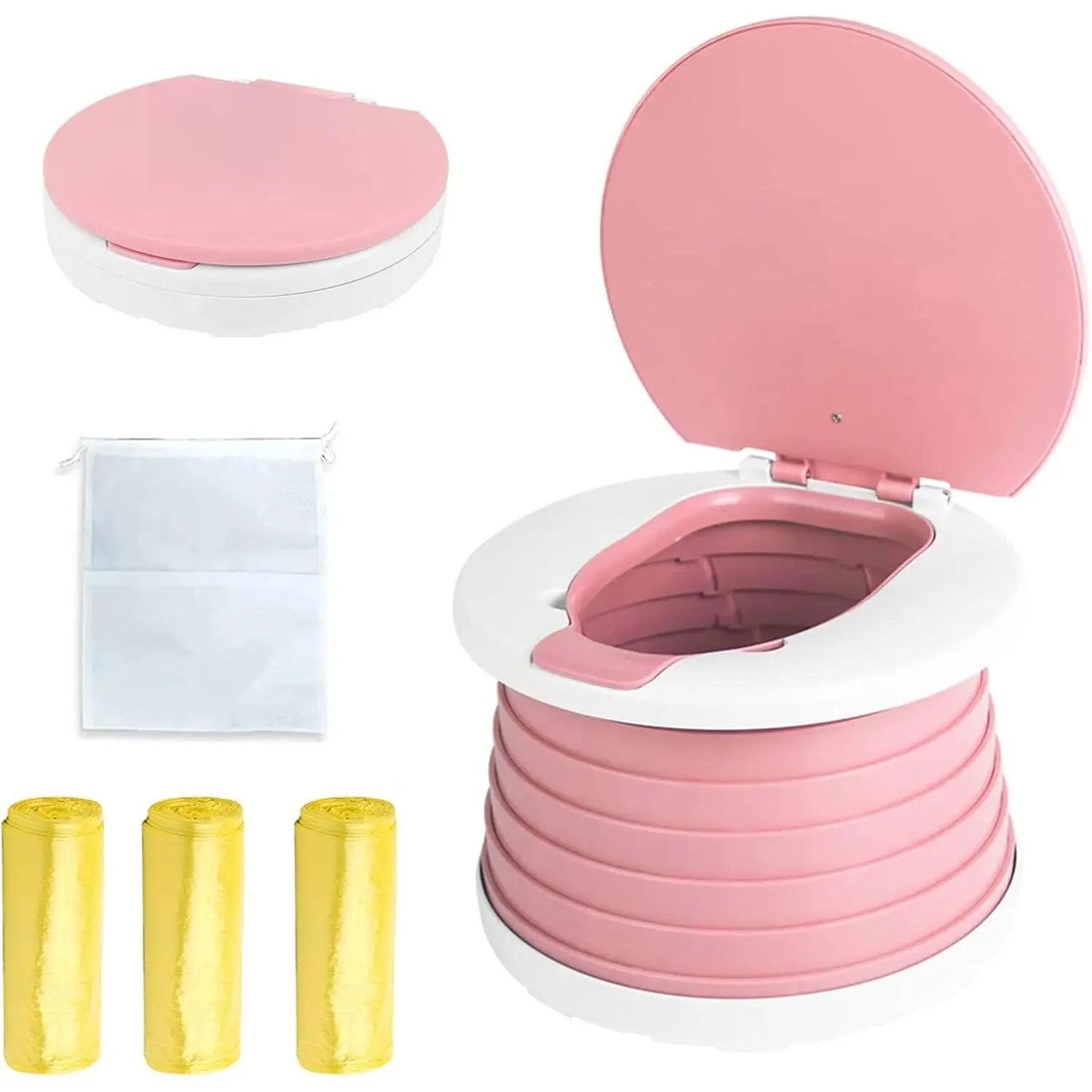 Travel Potty  Toddler, Portable and Foldable Toilet, Apply to Seat Emergency Toilet  Car, Camping, Outdoor, Indoor (pink, small)