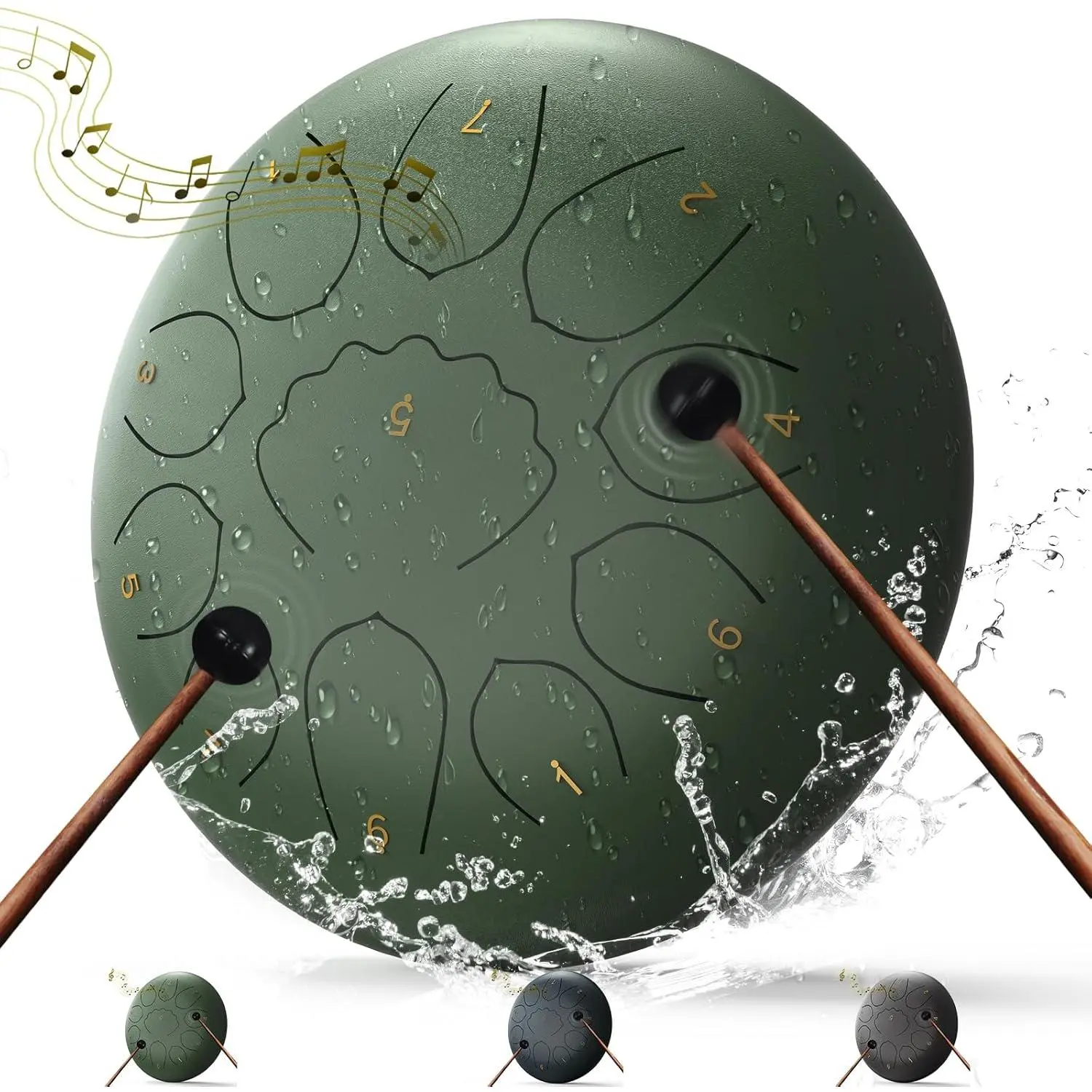 8 Inch Steel Tongue Drum - 11 Notes Meditation & Sound  Drum, Outdoor Rain Drum for Garden Decor, Relaxation, Yoga & Mindfulness, with Mallets & Carry Bag