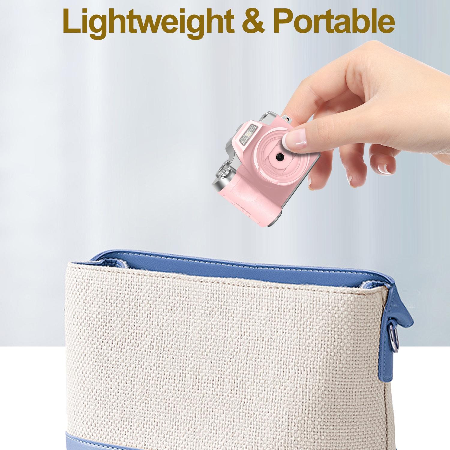 Mini digital camera with high-definition screen，rechargeable retro appearance，equipped with 32GB memory card，suitable for outdoor travel，high-definition video recording，making memories more exciting