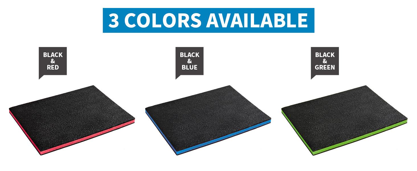 Tool Box Foam - Protective Inserts for, Polyethylene Tool Foam for, Cushion Insert for Toolboxes - 18" Black/Green (3 pack)