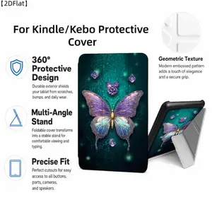 For Kindle/Kobo/Tolino Case, with stand Butterfly Pattern With Purple And Blue Wings for New Kindle 11Th 2019, for Kindle 11th Generation Case for Kindle 11Th (2022/2024), 6-Inch, 7-Inch Kindle Paperwhite 12Th Generation 2024 Vision Color (2024) /Vision 6