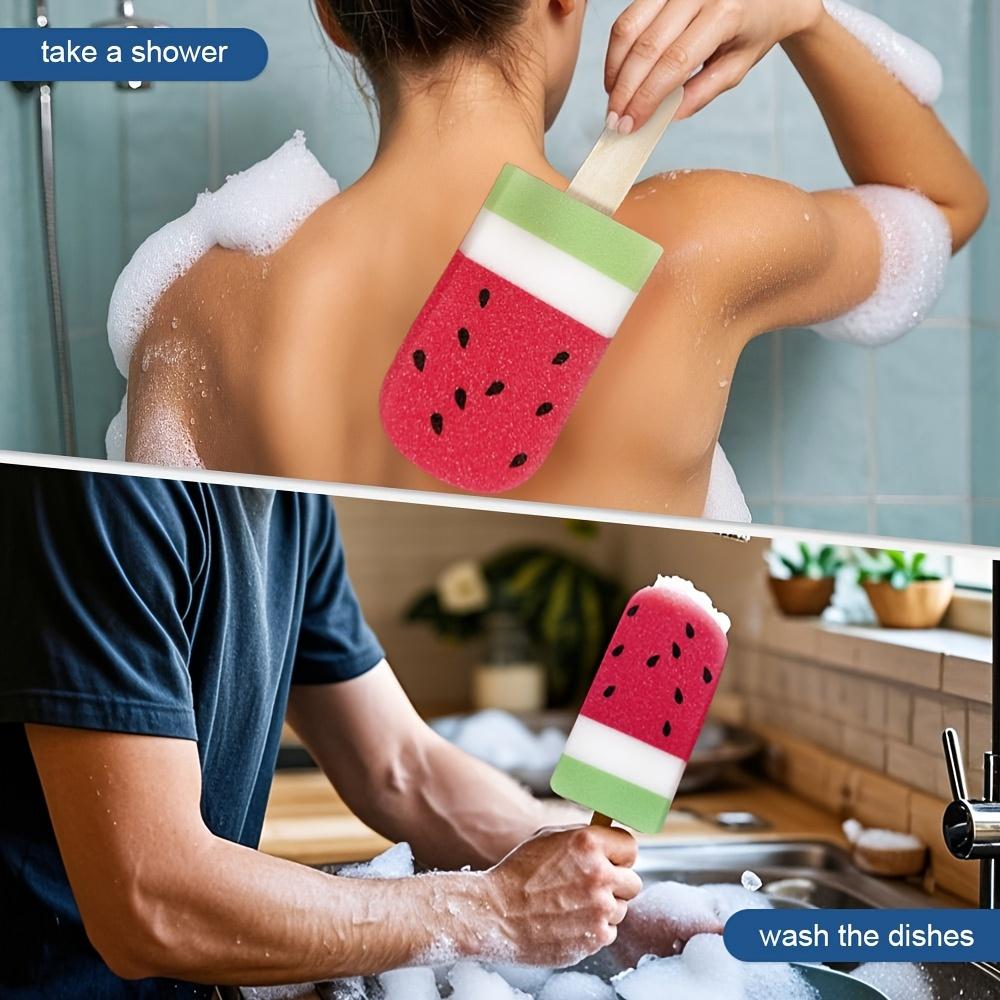 One Extra-Large Watermelon-Shaped Popsicle Sponge - A Versatile, Gentle Polyurethane Brush for Cleaning Dishes And Bath Toys, Featuring an Adorable Cartoon Design, Safe for Skin, Ideal for Scrubbing Kitchens, Cleaning Cups, And Washing Fruits