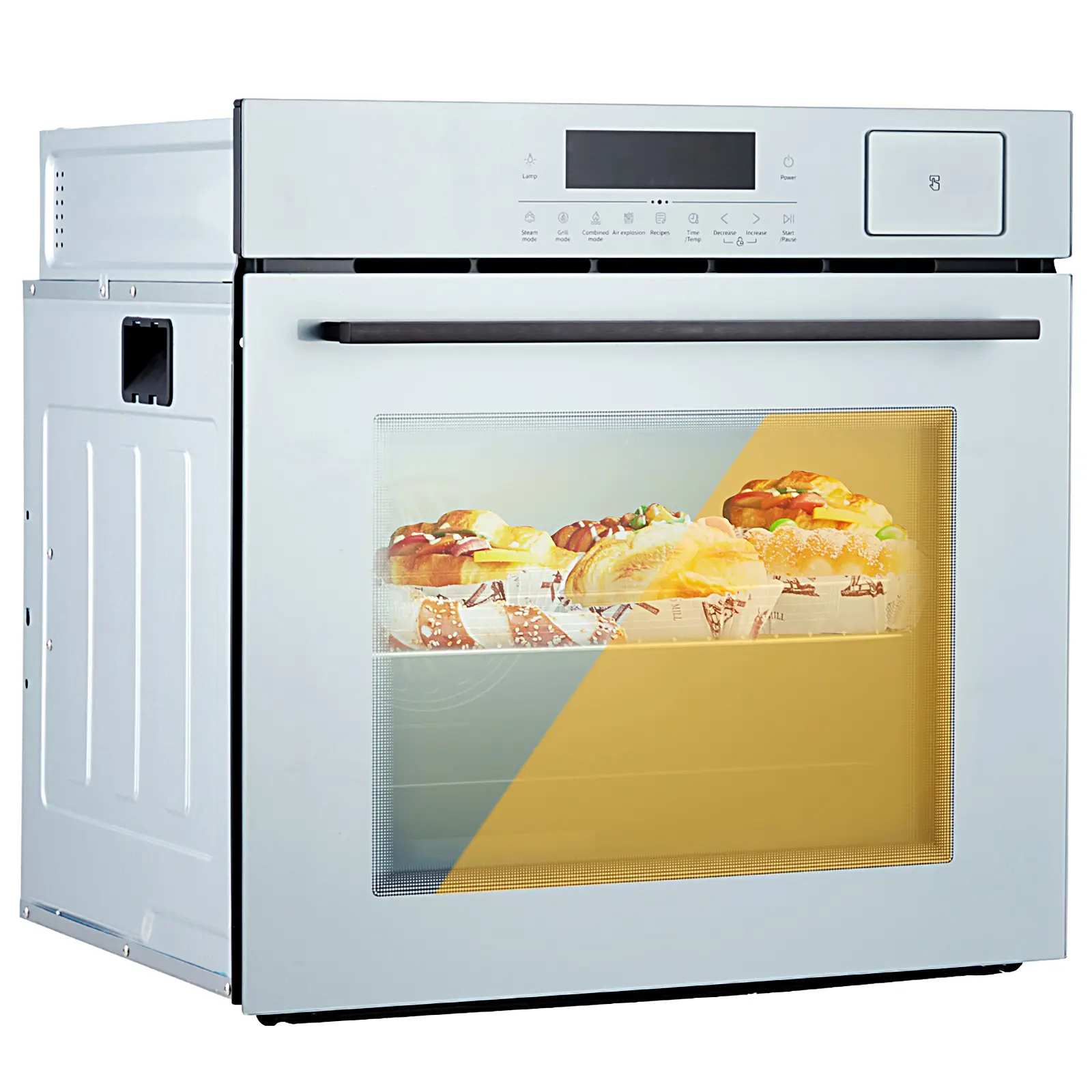 24 Inch Electric Single Wall Oven - 2.5 Cu.Ft. Capacity, Built-In Convection, 108 Smart Menus, 8 Baking Modes, Steam Bake, Air Fry, Touch Control, Timer, Safety Lock, 3000W 240V - Stainless Steel