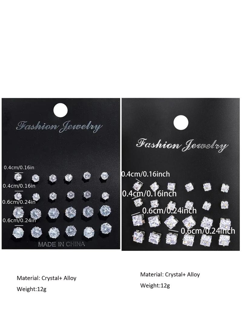 Summer Outfits 2024 Rhinestone Decorated Stud Earrings, Geometric Design Earrings, Trendy Ear Jewelry for Party Clothing Decor, Chic Gift for Women and Girls