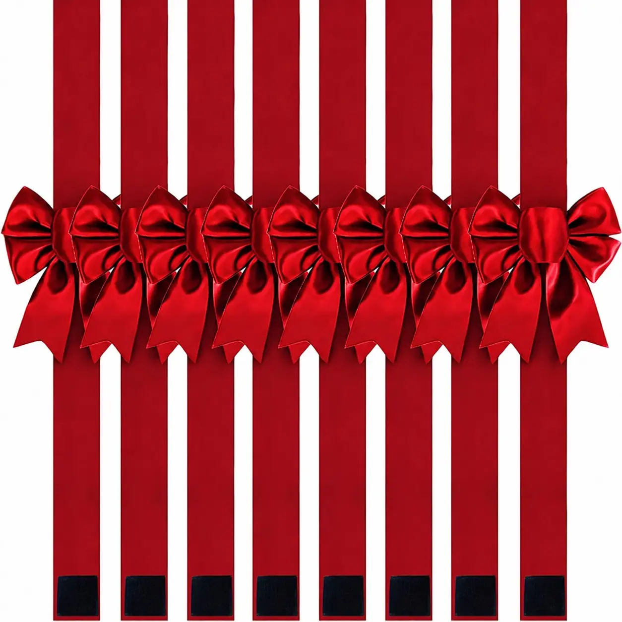 Red Christmas Bows Set of 8, Ready-Made Decorative Ribbon Bows for Front Door, Christmas Tree, Staircase, Cabinet and Holiday Home Decor