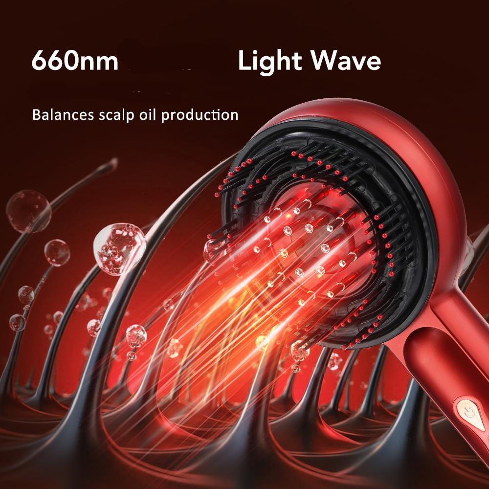 Red Electric Hair Scalp Massager, 1 Box 3 Modes Head Scratcher Shiatsu Massager, Hair Oil Applicator with Removable Essential Oil Storage, Hair Care Comb for Women & Men