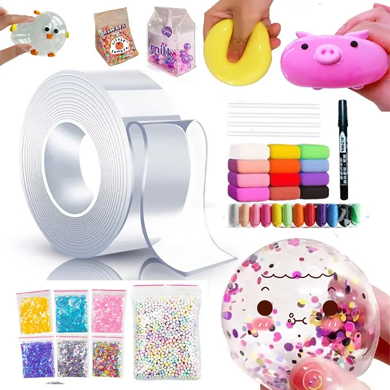25pcs 2mm Thickened Nano Tape Bubble DIY Kit, Air Clay Squishy Maker, Double Sided Nano Bubble Tape, Satisfying DIY Fidget Toy, DIY Squishy Making Kits