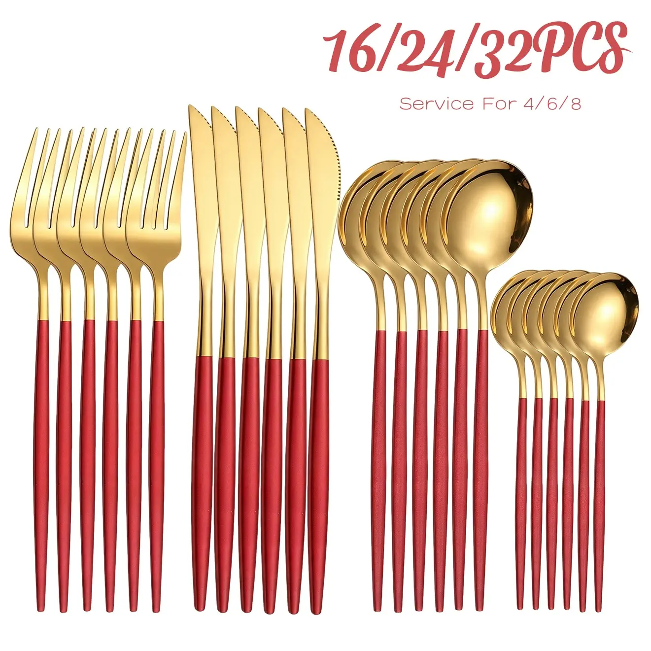 Elegant Flatware Set for 4-8 People, Durable Stainless Steel Cutlery, Perfect for Christmas, Thanksgiving, Weddings, Parties, Great Gift