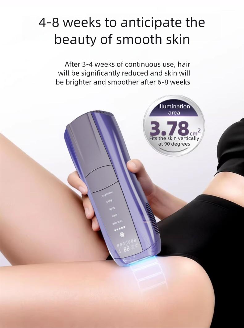 IPL Laser Hair Removal Device with Sapphire Ice-Cooling Technology for Women & Men, Painless & Long-Lasting Hair Remover for Full Body Use at Home, Safe on Face, Bikini Line, Armpits