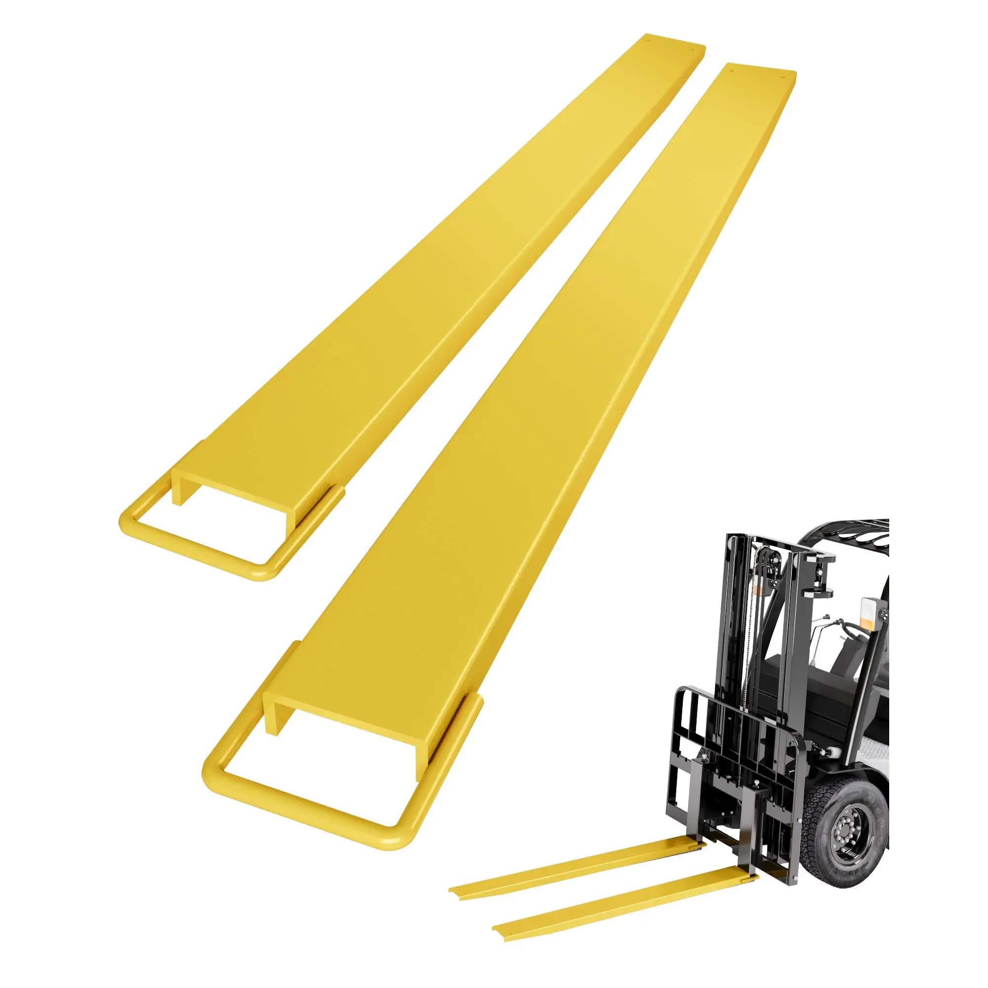 72-Inch Heavy Duty Steel Pallet Fork Extensions, 1 Pair Yellow Forklift Sleeves for 4.3–4.5" Wide Forks, 4000 lb Capacity Warehouse & Farms Cargo Tool