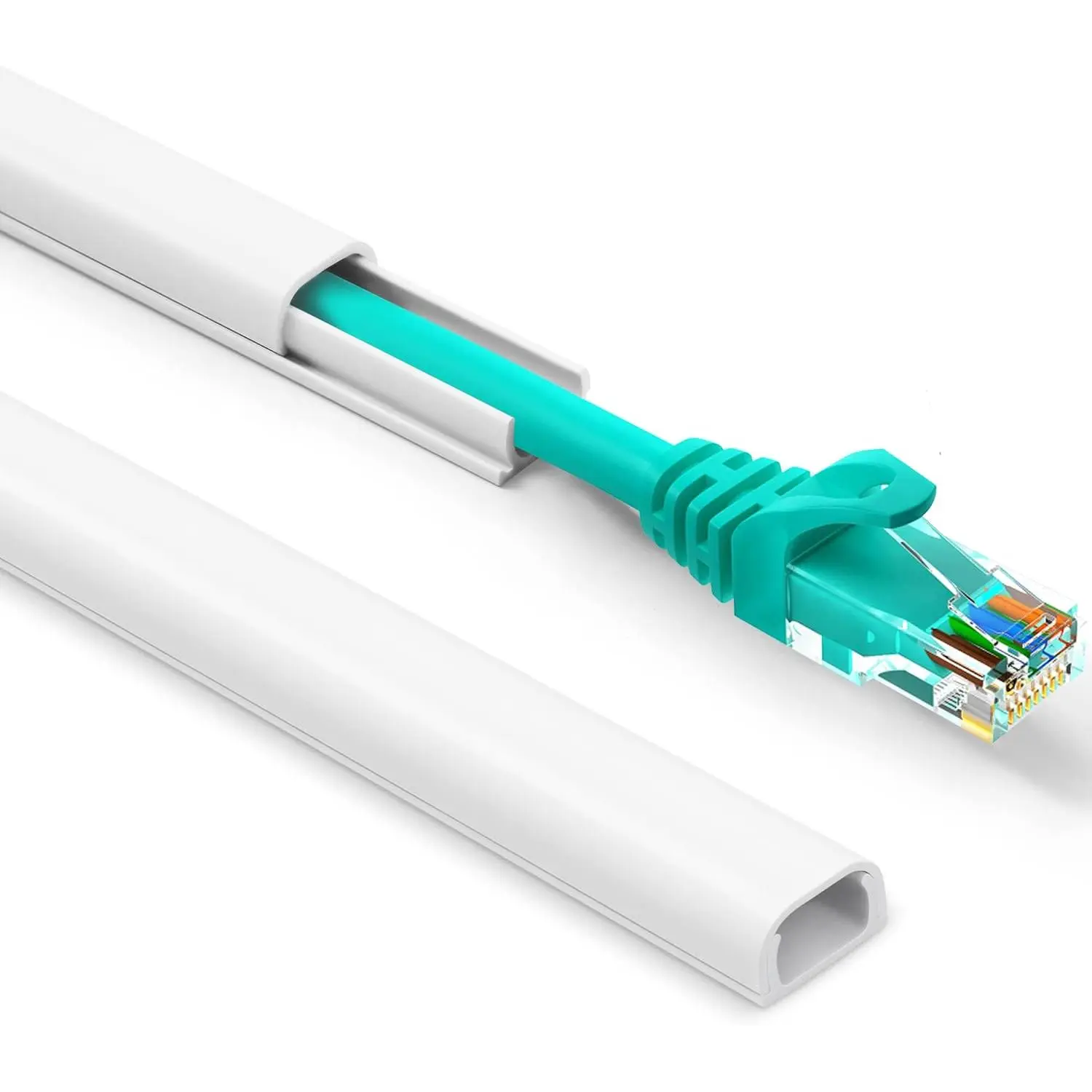 Cord Cover Wall 153in(9X L17in), Mini Wire Hider, Self-Adhesive Wire Cover for Hiding Speaker Wire,   Cord - Paintable Wire  for  Concealer, W0.5in H0.3in, CMR05 White