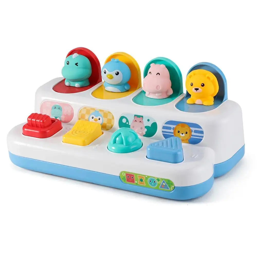 Baby Pop Up Toy - Montessori Inspired Animal Peekaboo Game with Wood Accents, Sounds, Fine Motor Skill Training, Baby-Safe Materials, Effects for 9-12 Months (Sensory Educational Activity)