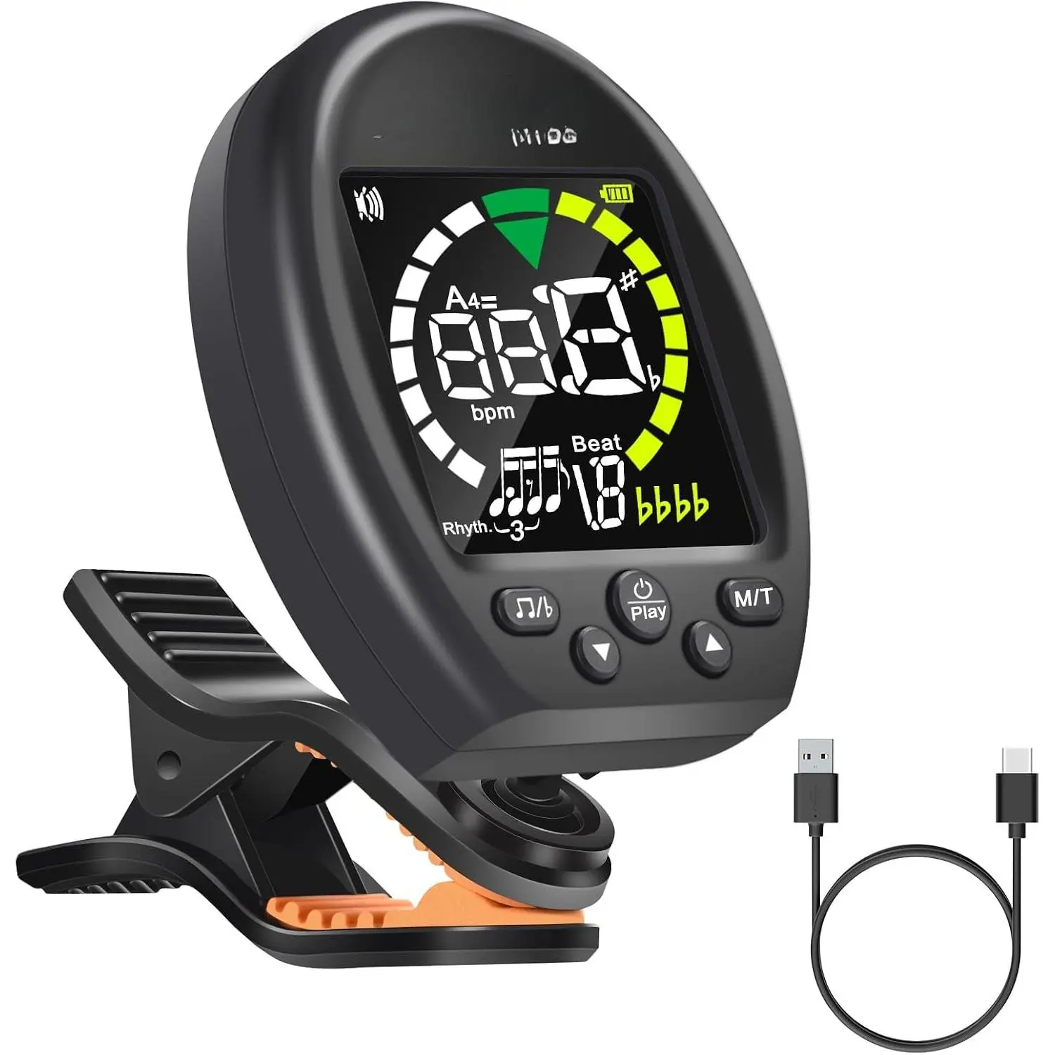 3 in 1 Guitar Tuner Metronome Tone Generator, Rechargeable Guitar Tuner Clip  with Full-Color Screen for Acoustic Guitar, Electric Guitar, Ukulele, Digital Metronome for  Instruments