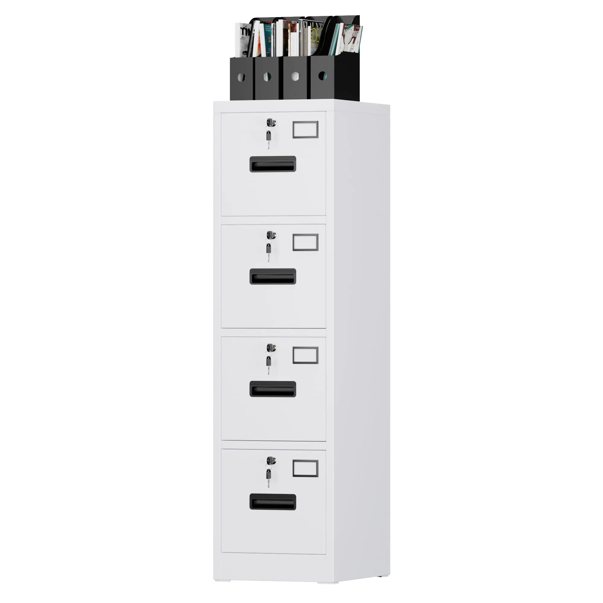 Heavy Duty Steel File Cabinet – 4 Drawer Metal Storage Organizer with Independent Locks – Secure Filing for A4 Letter/Legal Documents – Ideal for Home, Office, School