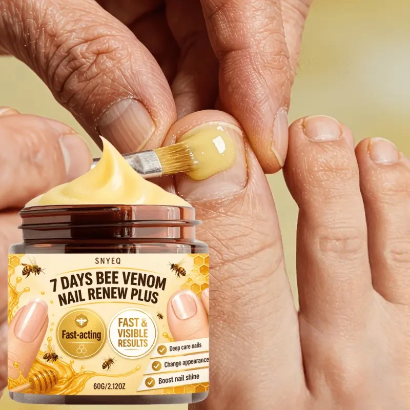 7-Day Maximum Strength Bee Venom Nail Cream with 95% Bee Venom | Offers 24-hour all-day deep care for thickened, discolored and damaged nails, suitable for all light beige nail types, moisturizes and conditions nails, Visible Results