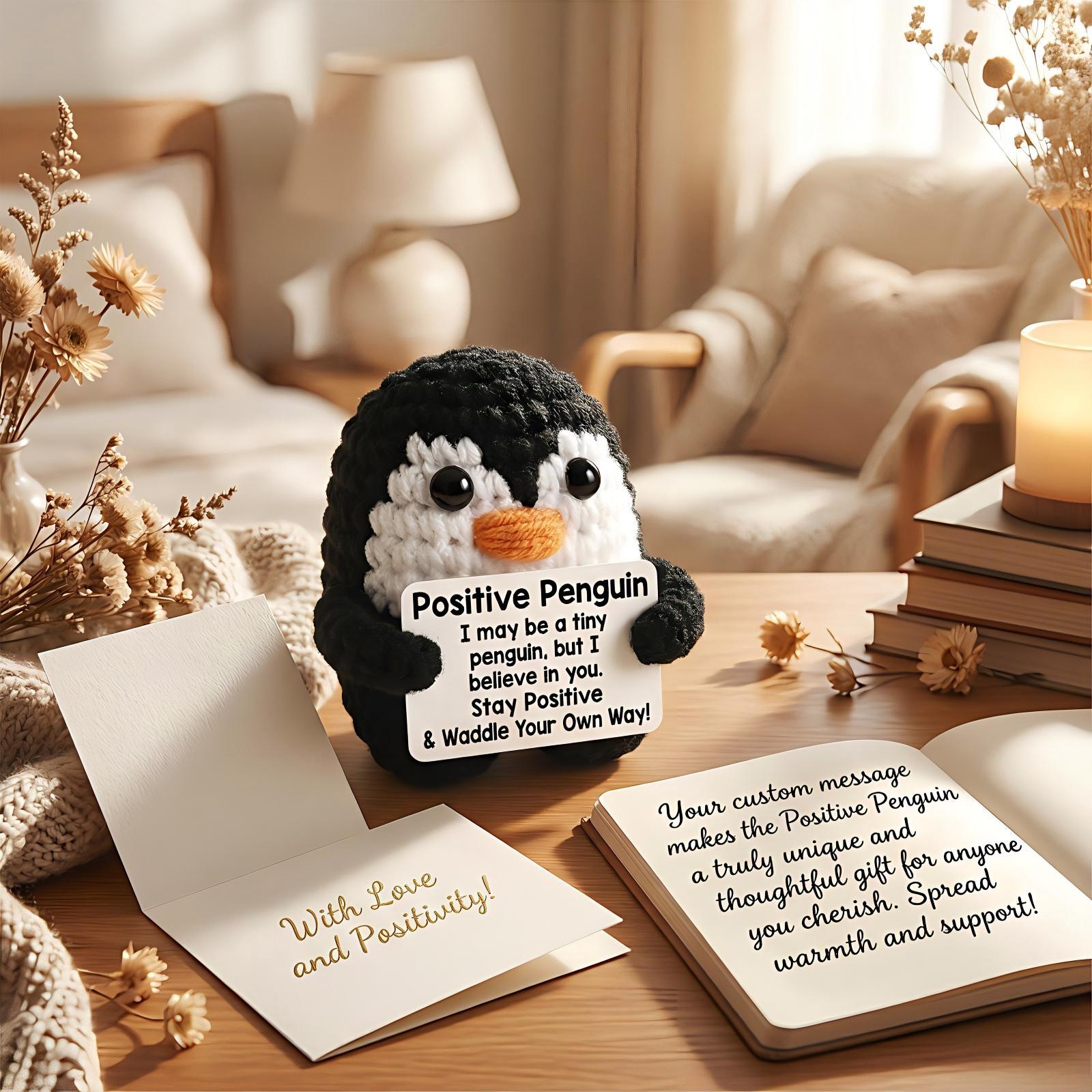 Super Cute Hand Knitted Penguin Mini Plushie,Soft Squishy Stress Relief Toy,Kawaii Desk Buddy Bag Pendant Keychain,Heartwarming Gift for Girlfriend Bestie Kids Birthday Christmas Valentines Day,Handmade Tiny Animal Doll for Home Car Ornament Party Gift Ex