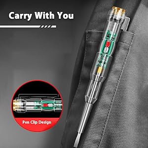 24-250V Portable Electrician Circuit Tester Pen, Responsive Electrical Tester Pen, Non Contact Voltage Tester Pen with LED Indicator Light Waterproof Electricity Measurement Pen (1PCS)
