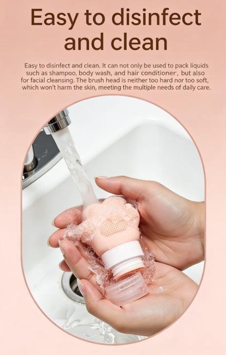 Travel Silicone Refillable Bottles, Portable Leak-Proof Containers for Shampoo, Conditioner and Body Wash