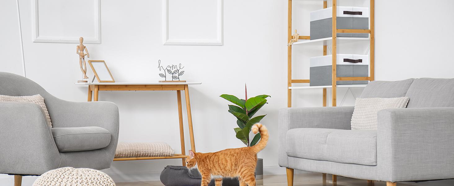 4 Pack Large Closet Storage Baskets Bins for Shelves| Fabric Closet Organizers and Storage with Handles Home Organization| Decorative Collapsible Baskets for Organizing Clothes Nursery 14"x10"