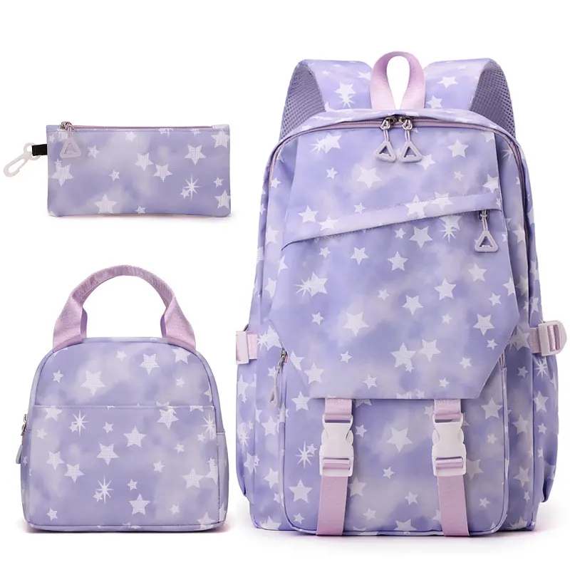 Unisex 3-PCS Trendy Printed Large-Capacity Casual School Backpack Set, Kids' Shoulder Daypack for Elementary Primary Students, School Backpacks