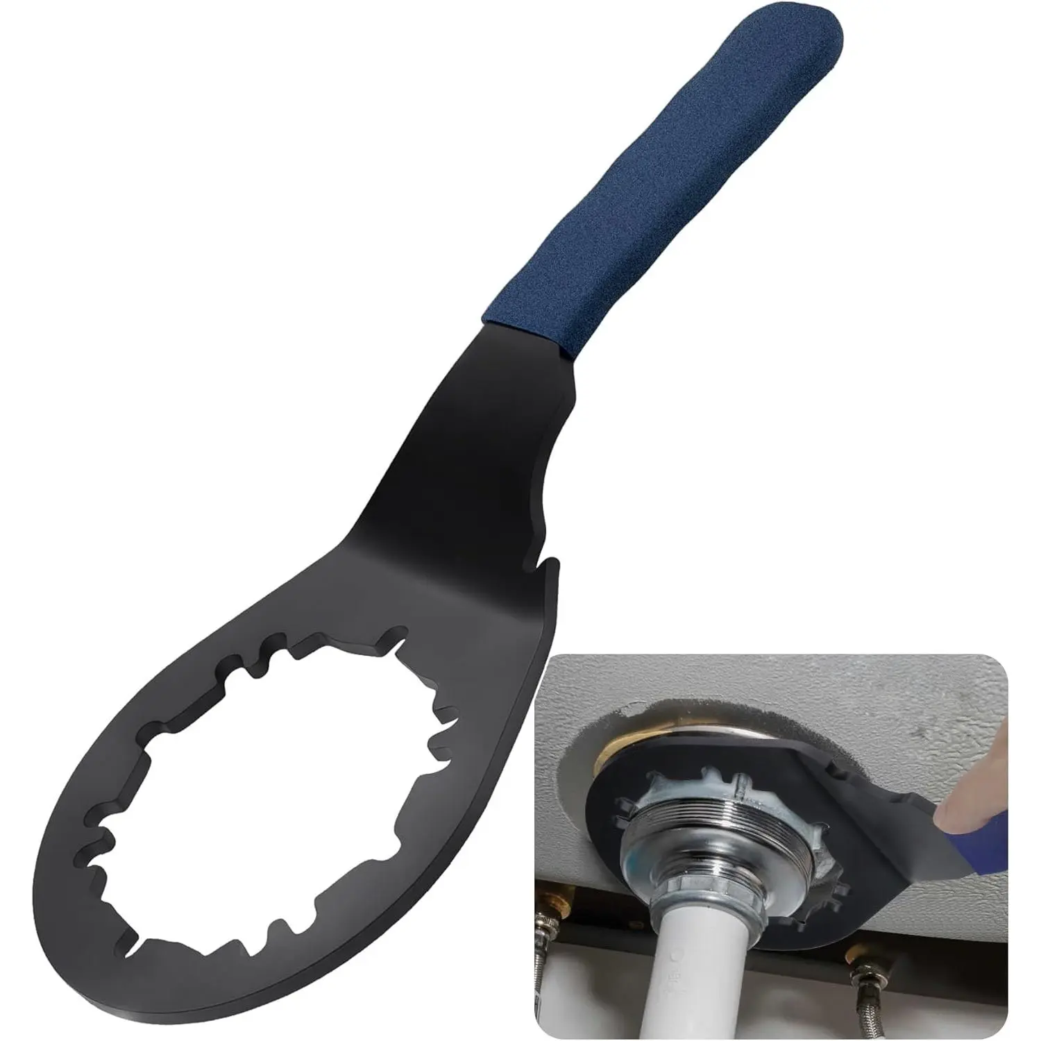 Sink Drain Wrench for Loosen Tighten Strainer Locking Nut Fits  4-, 6- and 8-tab, Toilet Bathroom Kitchen Sink Wrench